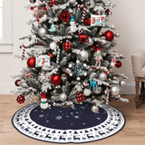VIKAMA Vintage Navy Reindeer Snowflake Christmas Tree Skirt