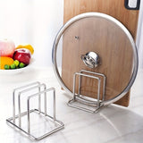 Space-Saving Stainless Steel Pot Lid and Cutting Board Organizer