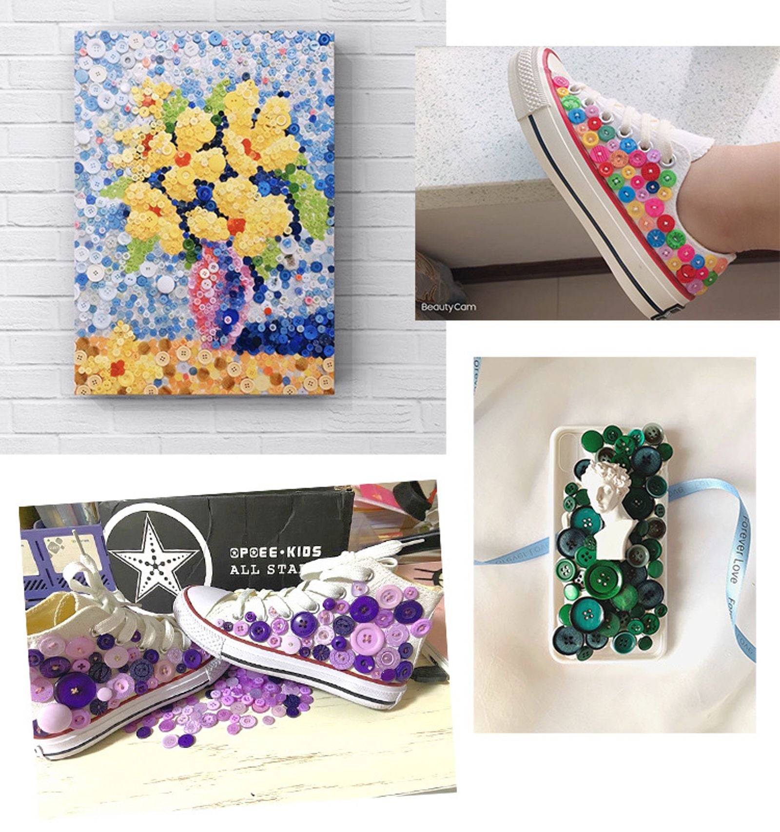 100PCS Colorful Mixed Resin Buttons for DIY Crafts