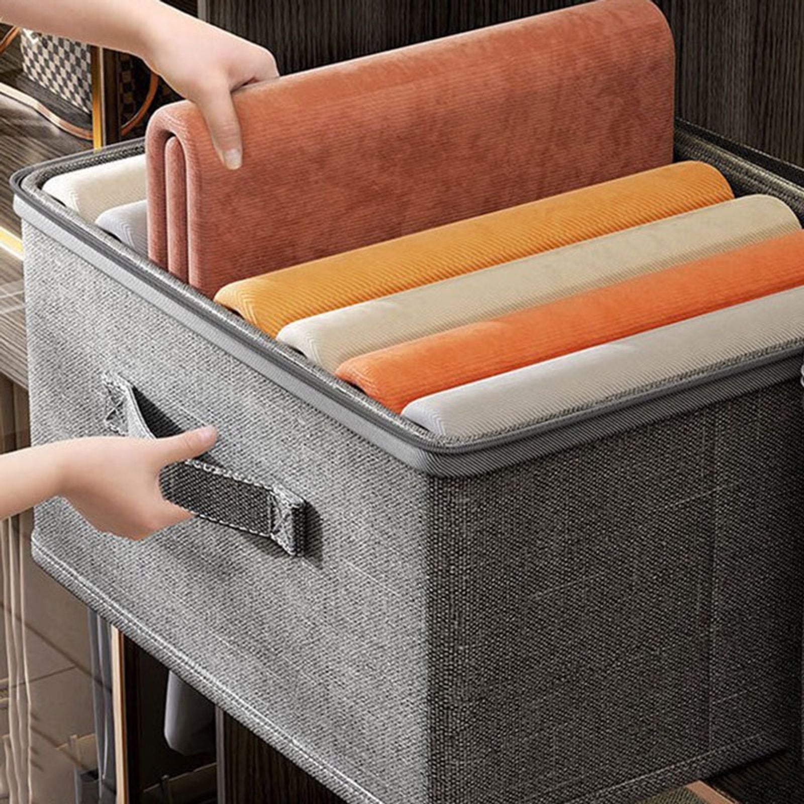 Foldable Cationic Fabric Storage Box with Soft Lid