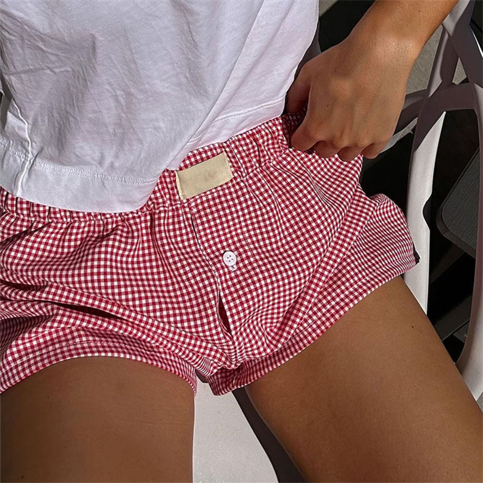 Women's Plaid Lounge Boxer Shorts - Cute Summer Pajama Bottoms