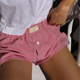 Women's Plaid Lounge Boxer Shorts - Cute Summer Pajama Bottoms