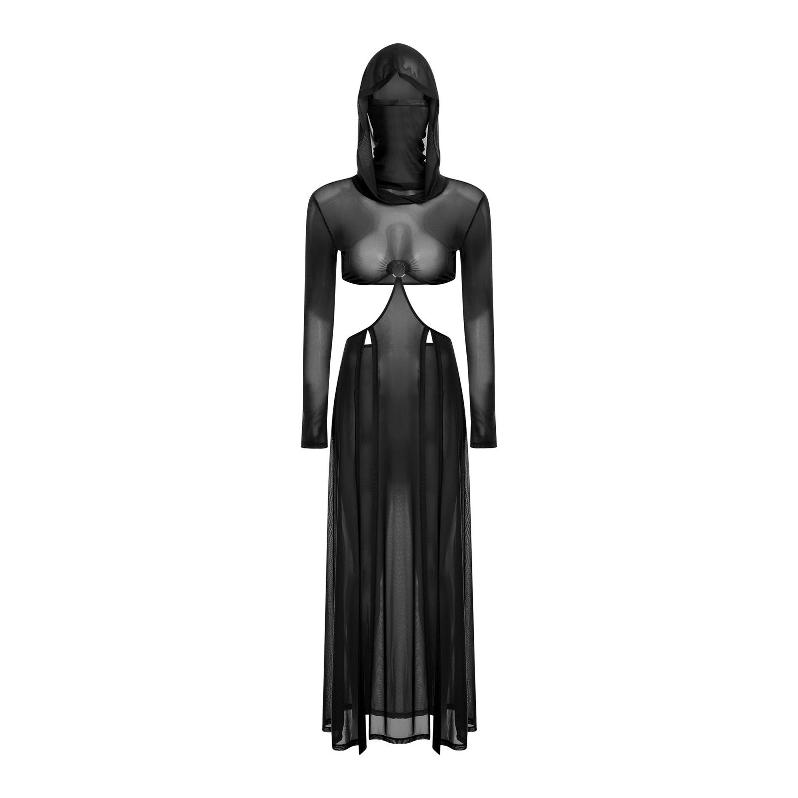 Women's Sexy Hooded Maxi Dress with High Slit
