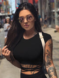 Women’s Black Short Sleeve Crop Top