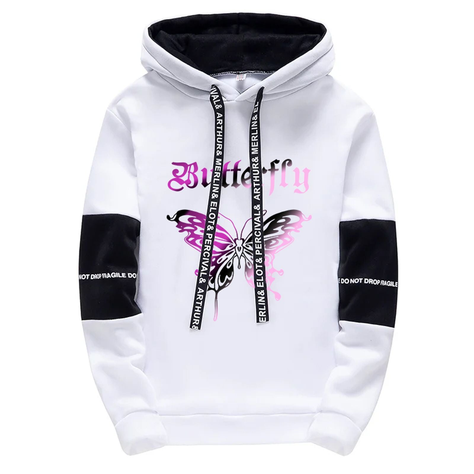 Girls Urban Fashion Loose Hoodie with Letter Print