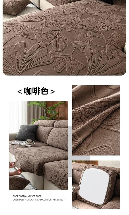 Ginkgo Jacquard Polar Fleece Sofa Cover - All Seasons