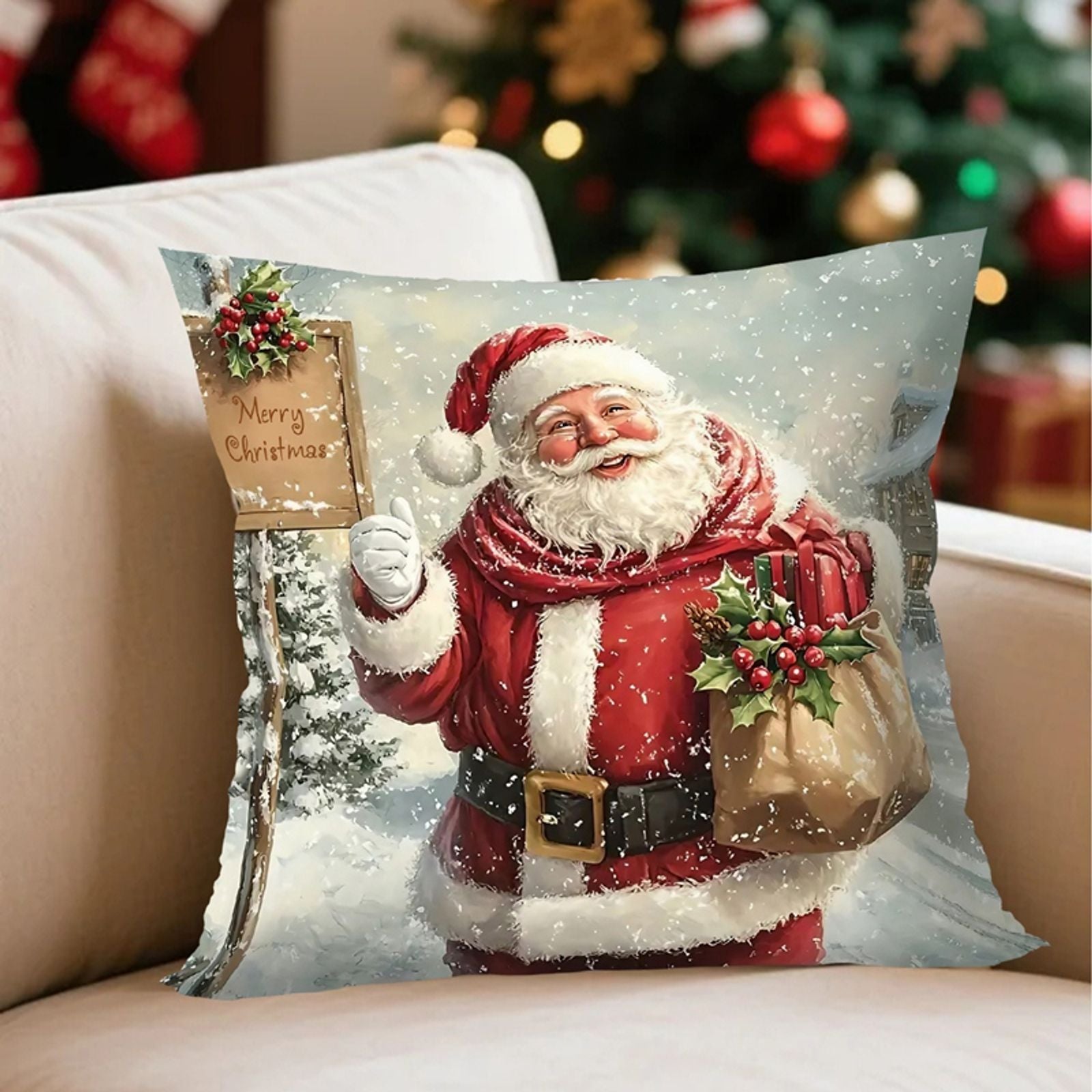 Christmas Decorative Throw Pillow Covers - Santa, Snowman, Elk