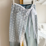 Layered Gauze Skirt with Lace for Y2K Streetwear