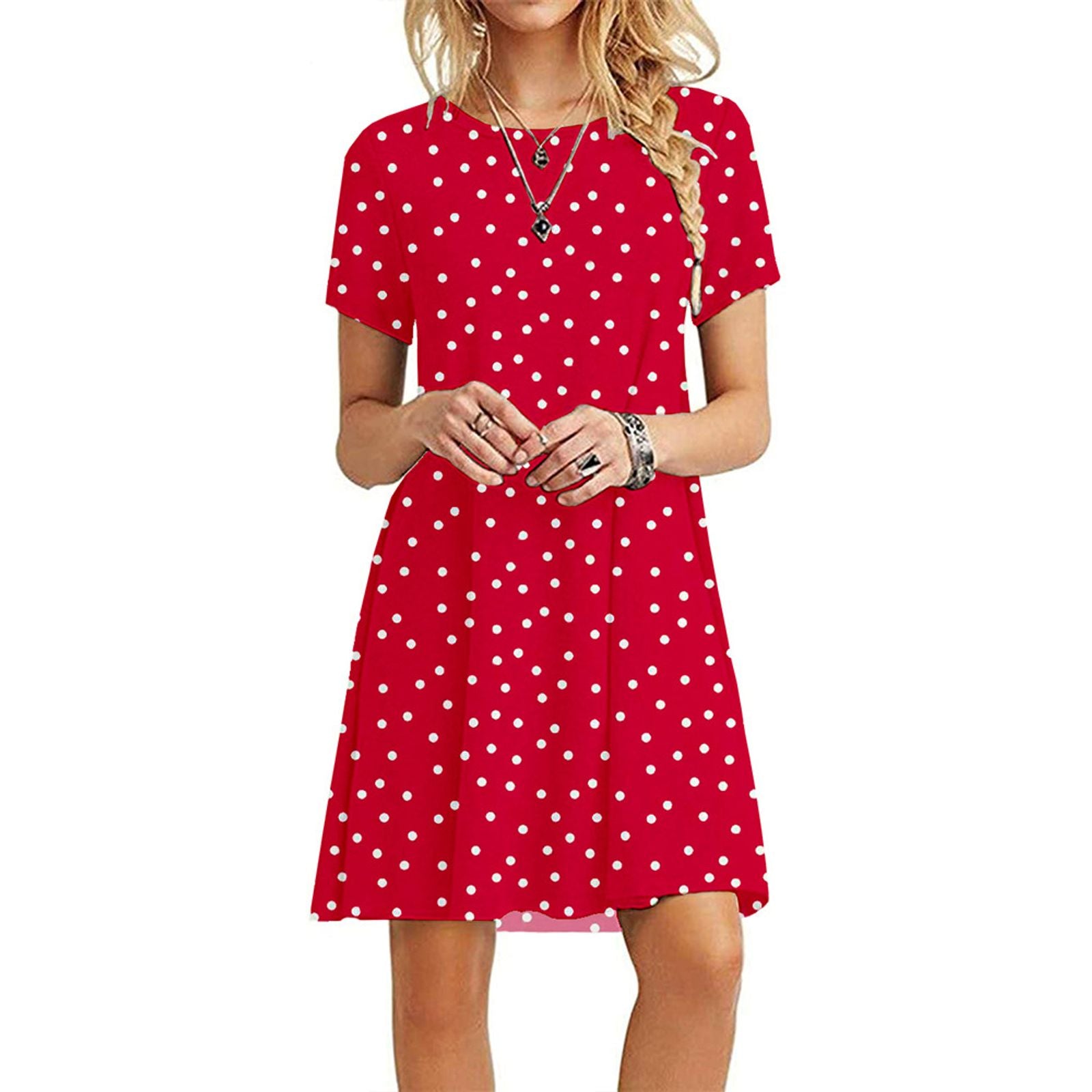 Women’s Vintage Casual Short Sleeve T-Shirt Dress