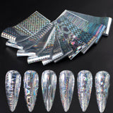 Holographic Chrome Silver Nail Art Foil Transfer Stickers