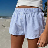 Striped Print Casual Shorts for Women