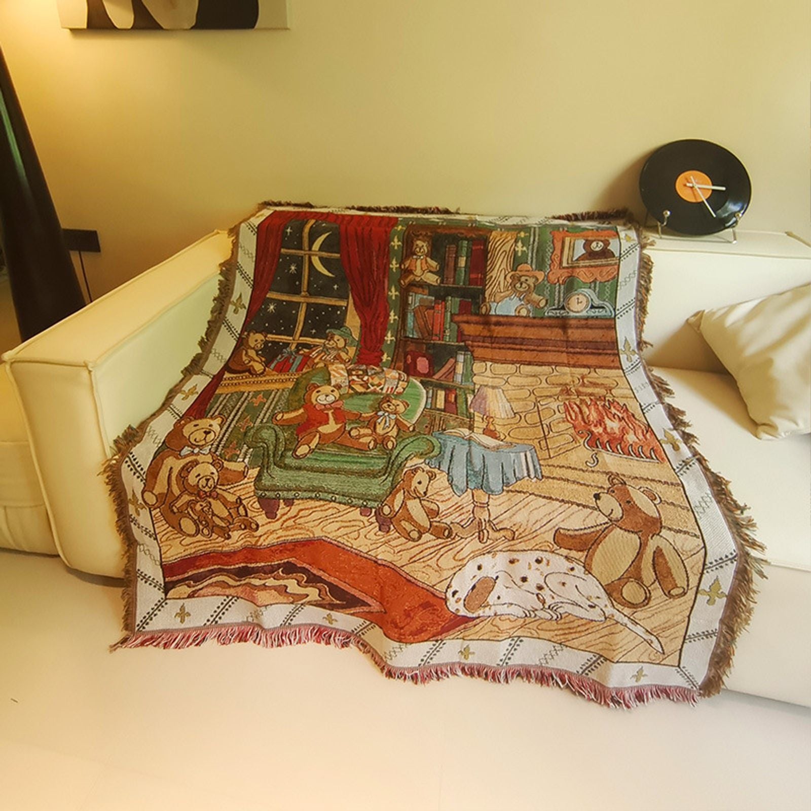 Vintage Jacquard Grassland Sheep Camping Picnic Blanket