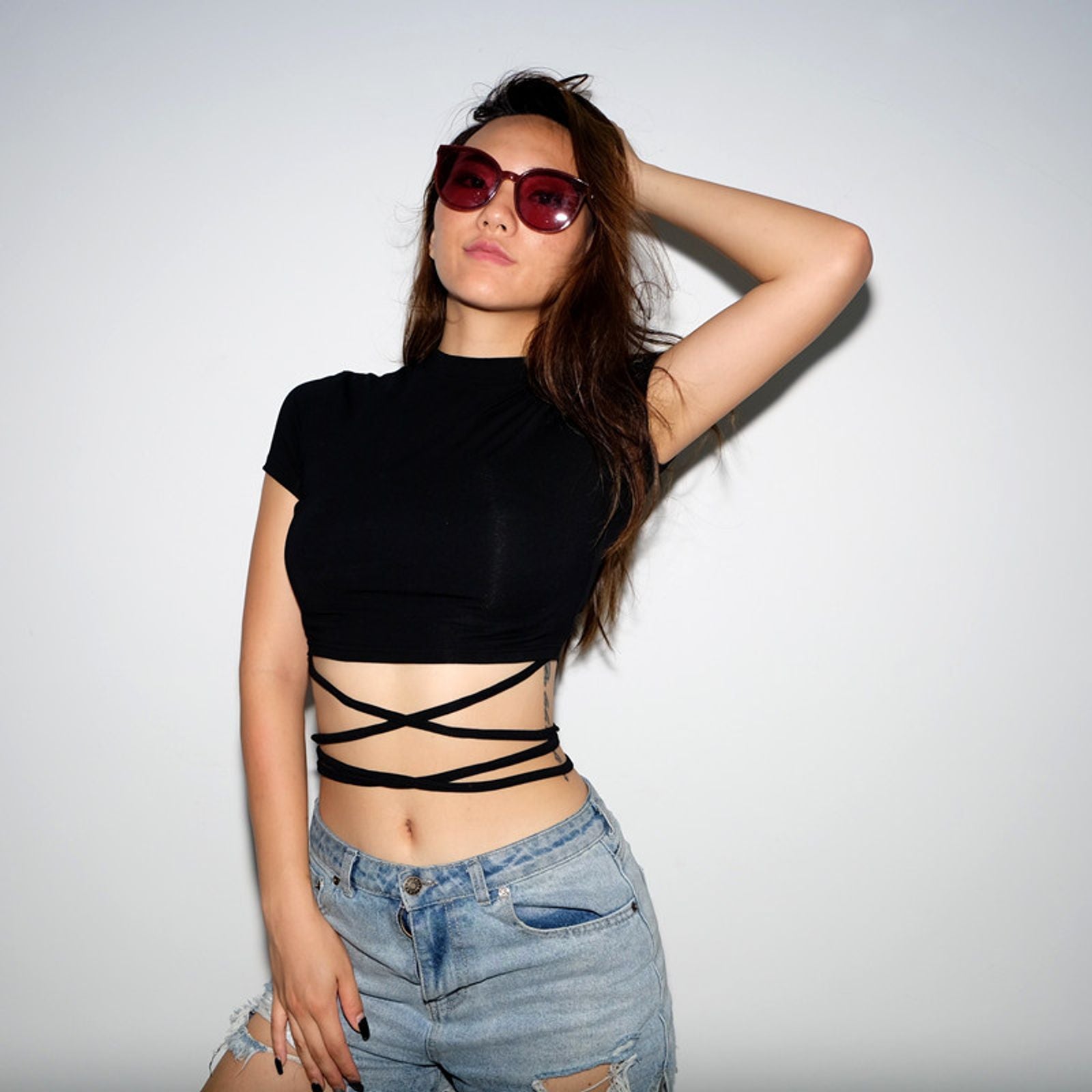 Women’s Black Short Sleeve Crop Top