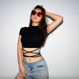 Women’s Black Short Sleeve Crop Top