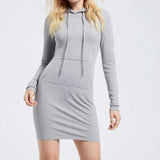 Women’s Hooded Knee-Length Pocket Dress - Casual Warm Sweatshirt