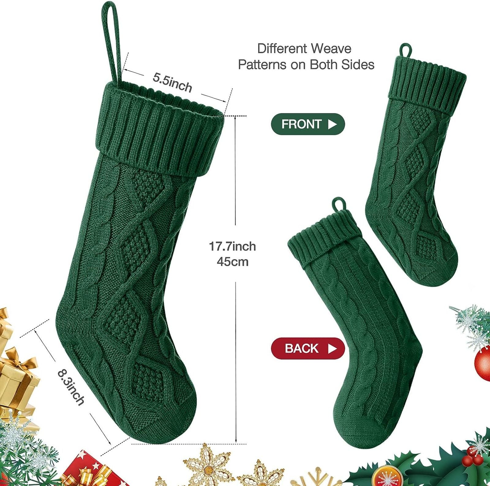 Large Cable Knit Christmas Stockings for Kids