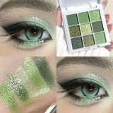 9-Color Eyeshadow Palette in Green and Gold Tones