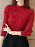 Autumn Women's Mock Neck Ruffle Sweater