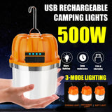 500W Rechargeable LED Camping Lantern with Power Display