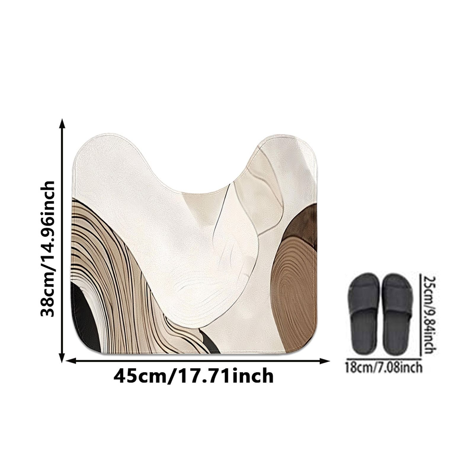 Abstract Art Curved Bathroom Mat Set - Non-Slip & Stylish