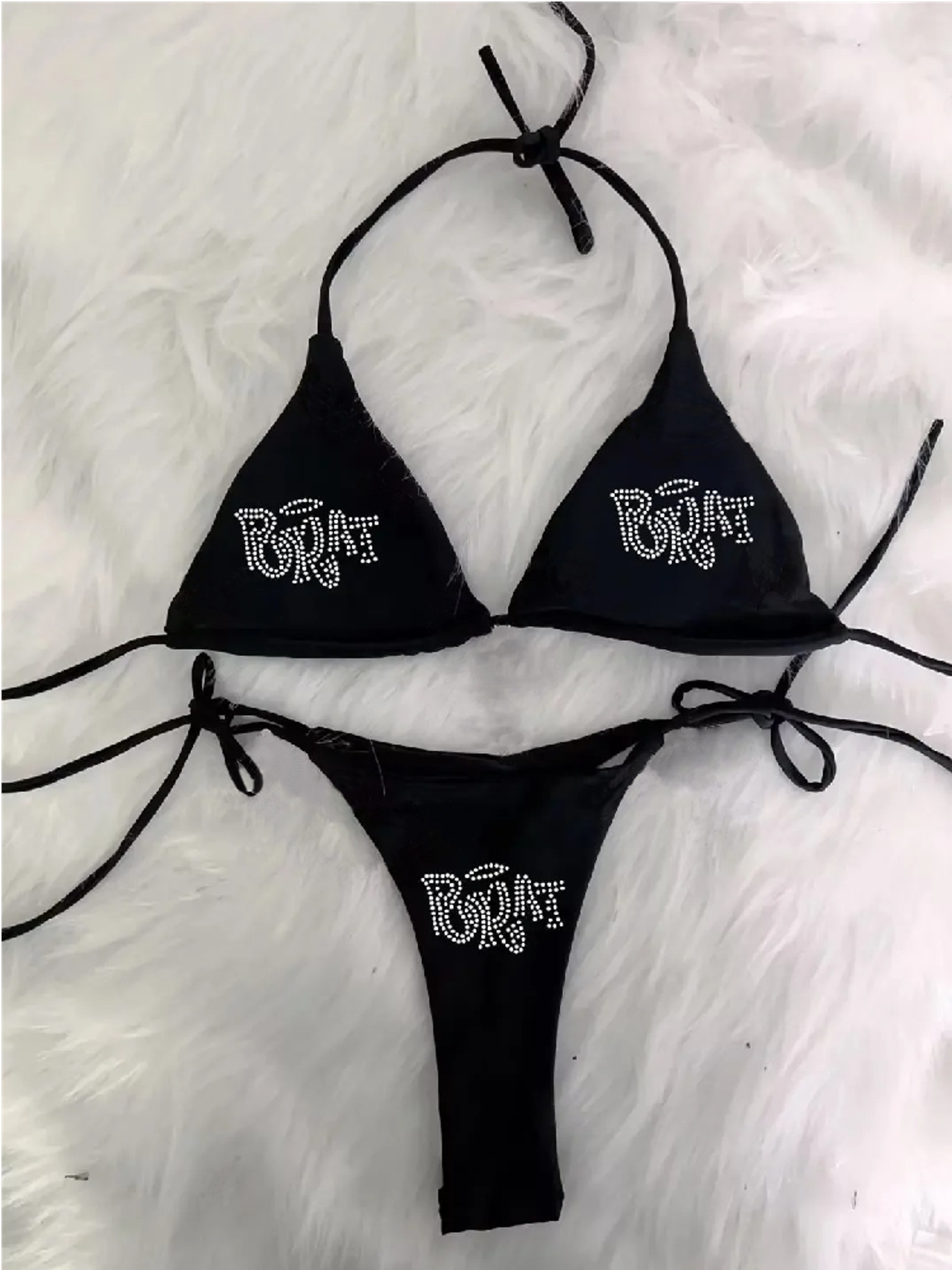 2000s Woman Punk Grunge Lace Up Swimsuit Bikini