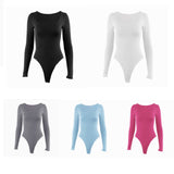 Long Sleeve Square-Cut Collar Bodycon Bodysuit