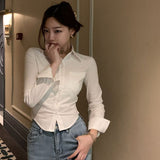 Elegant Korean Women’s Slim Blouse - Spring Y2K Casual Top