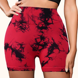 2pcs Women's High-Waist Tie-Dye Yoga Shorts