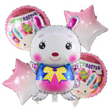 5 Pcs Cartoon Rabbit Foil Balloons for Easter & Birthday