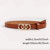 Triple Rings Buckle Thin PU Leather Belt