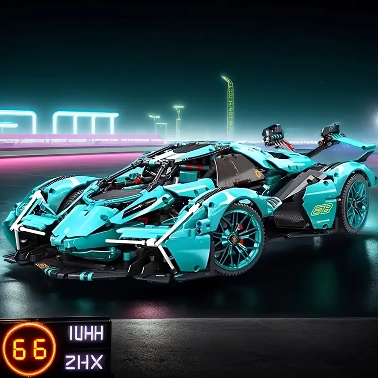 1284-Piece Blue Supercar Building Block Set