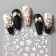 2pcs 3D White Flower Nail Art Stickers for DIY Manicure