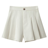 Summer A-Line Pleated High Waist Shorts for Women