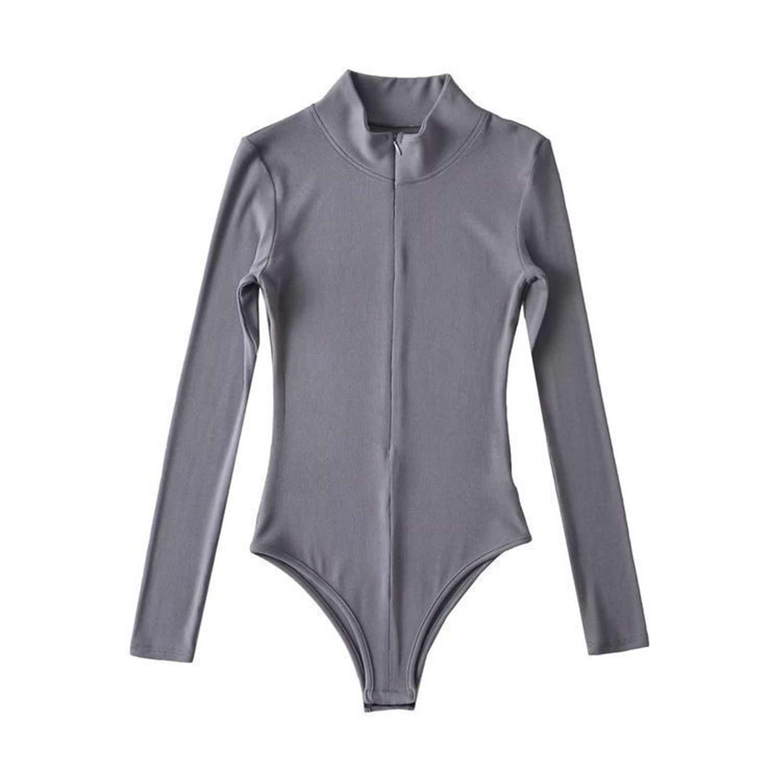Women's Long Sleeve Zipper Bodysuit - Y2K Streetwear