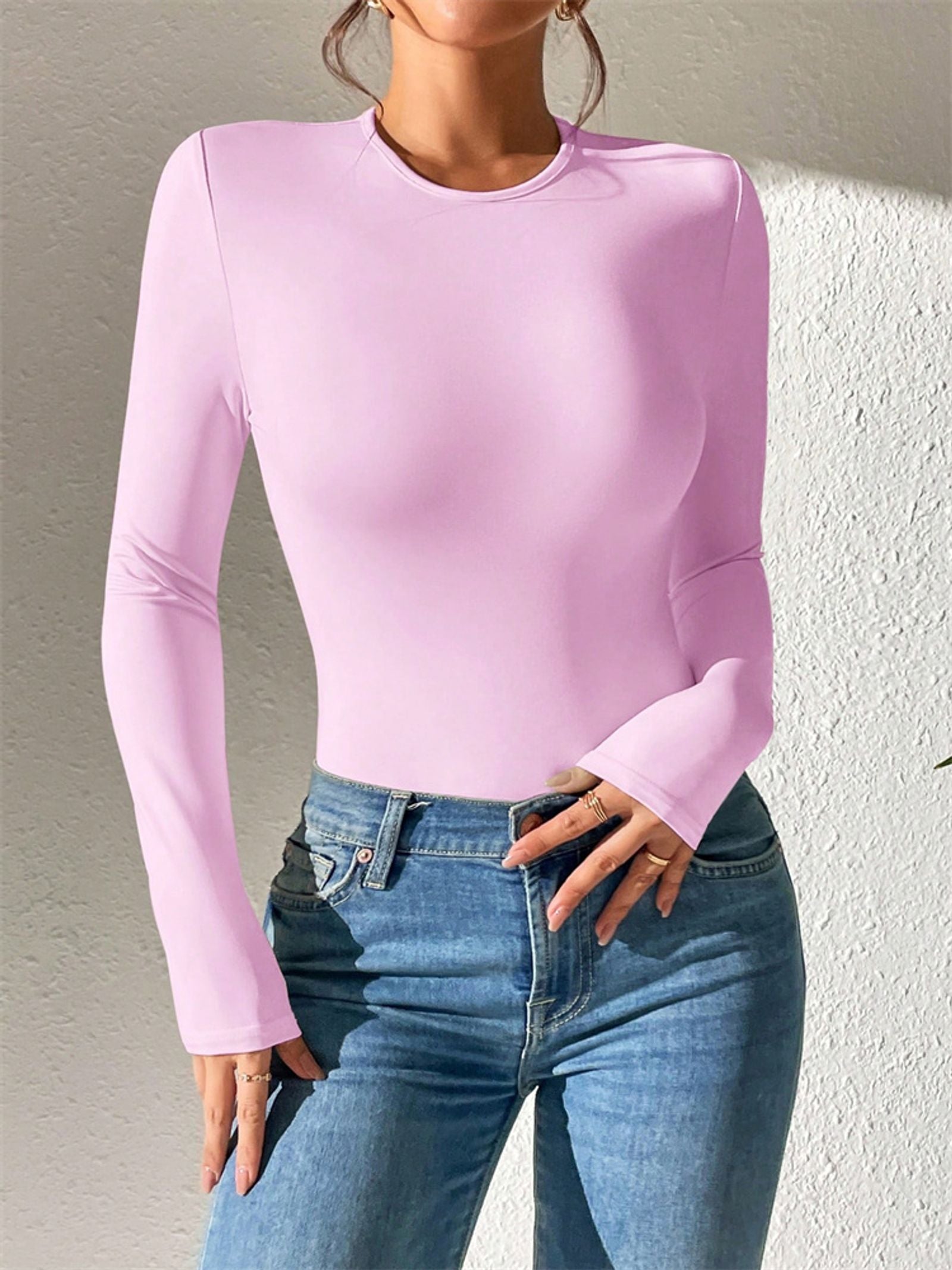 Women’s Long Sleeve Round Neck Blouse Bodysuit
