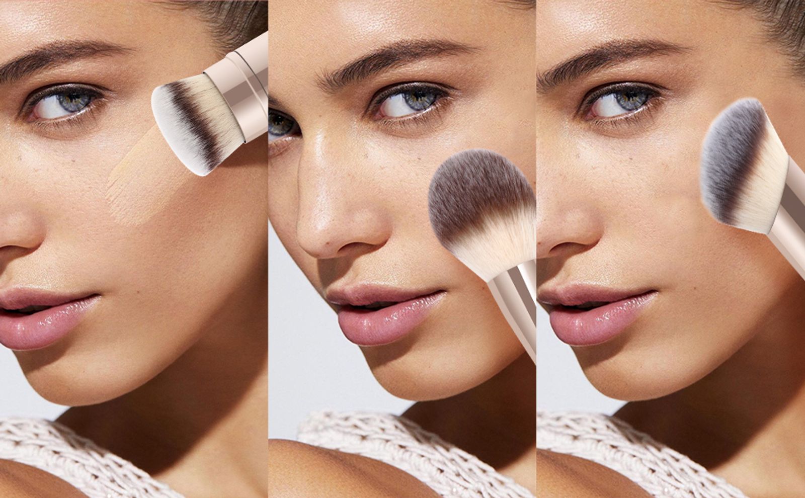 3 PCS Double-Ended Kabuki Brush Set for Makeup Blending