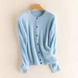 Women’s O Neck Long Sleeve Cable Knit Cardigan Sweater