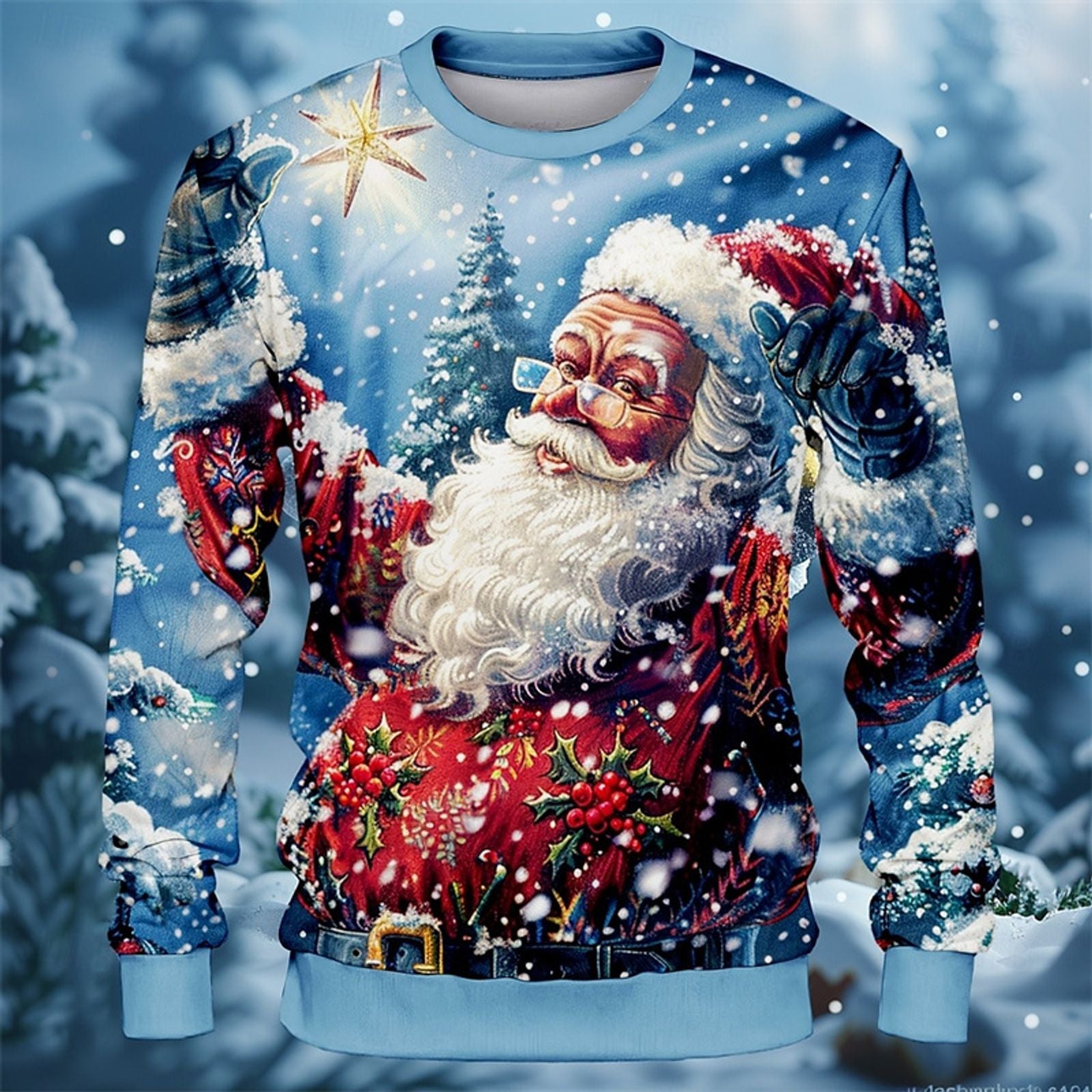 Funny Christmas Sweatshirt for Men - Motorcycle Santa Pullover