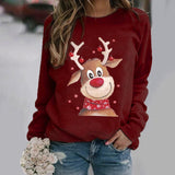 3D Reindeer Print Christmas Sweatshirt for Women