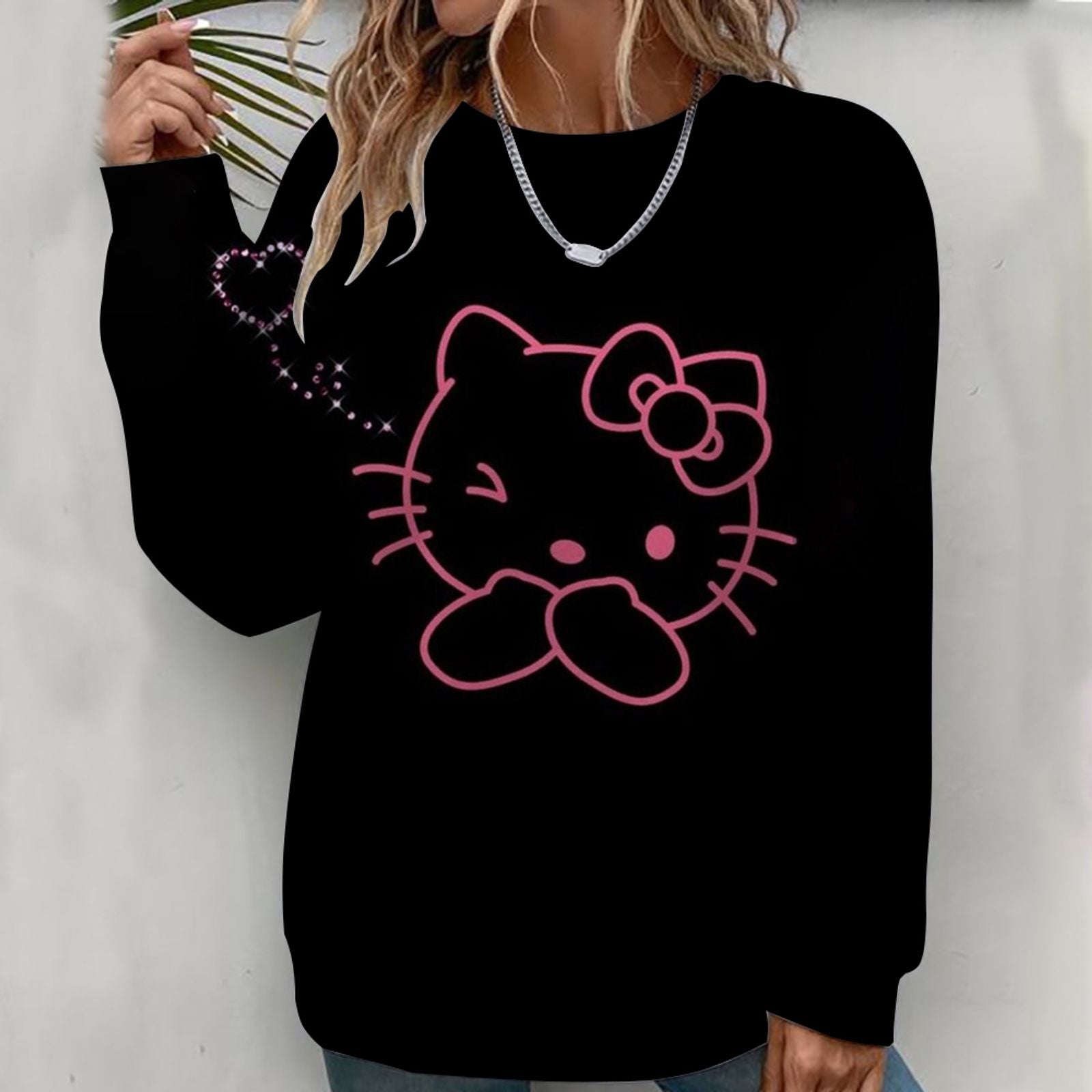 Hello Kitty Women's Hoodie - Fashionable Round Neck Sweatshirt