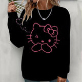 Hello Kitty Women's Hoodie - Fashionable Round Neck Sweatshirt