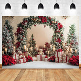 Winter Christmas Wedding Photo Backdrop with Arch and Tree