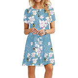 Women’s Vintage Casual Short Sleeve T-Shirt Dress