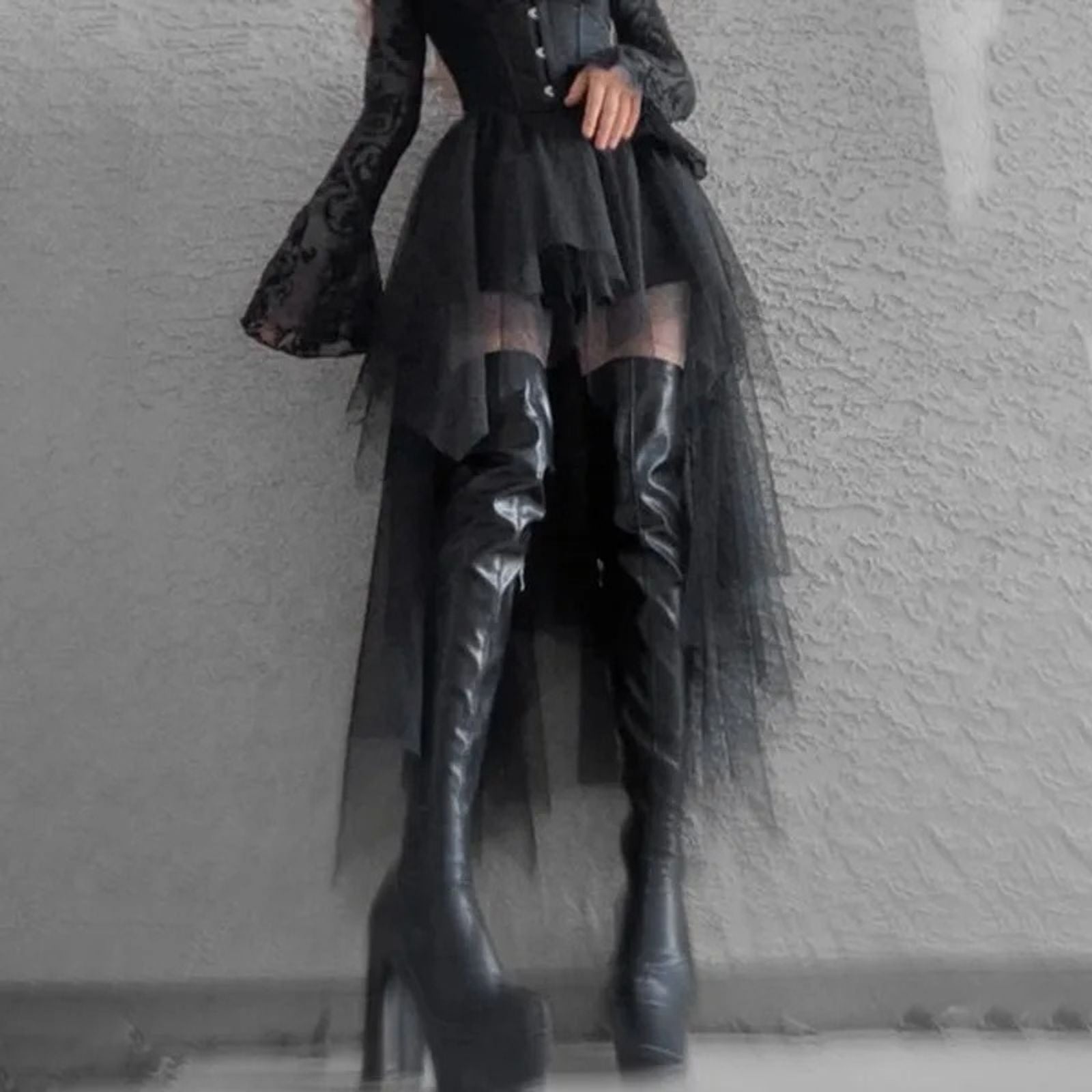 High-Waisted Irregular Skirt for Women - Gothic Style