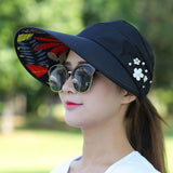 Womens Summer Wide Brim Foldable Sun Hat - Anti-UV Visor