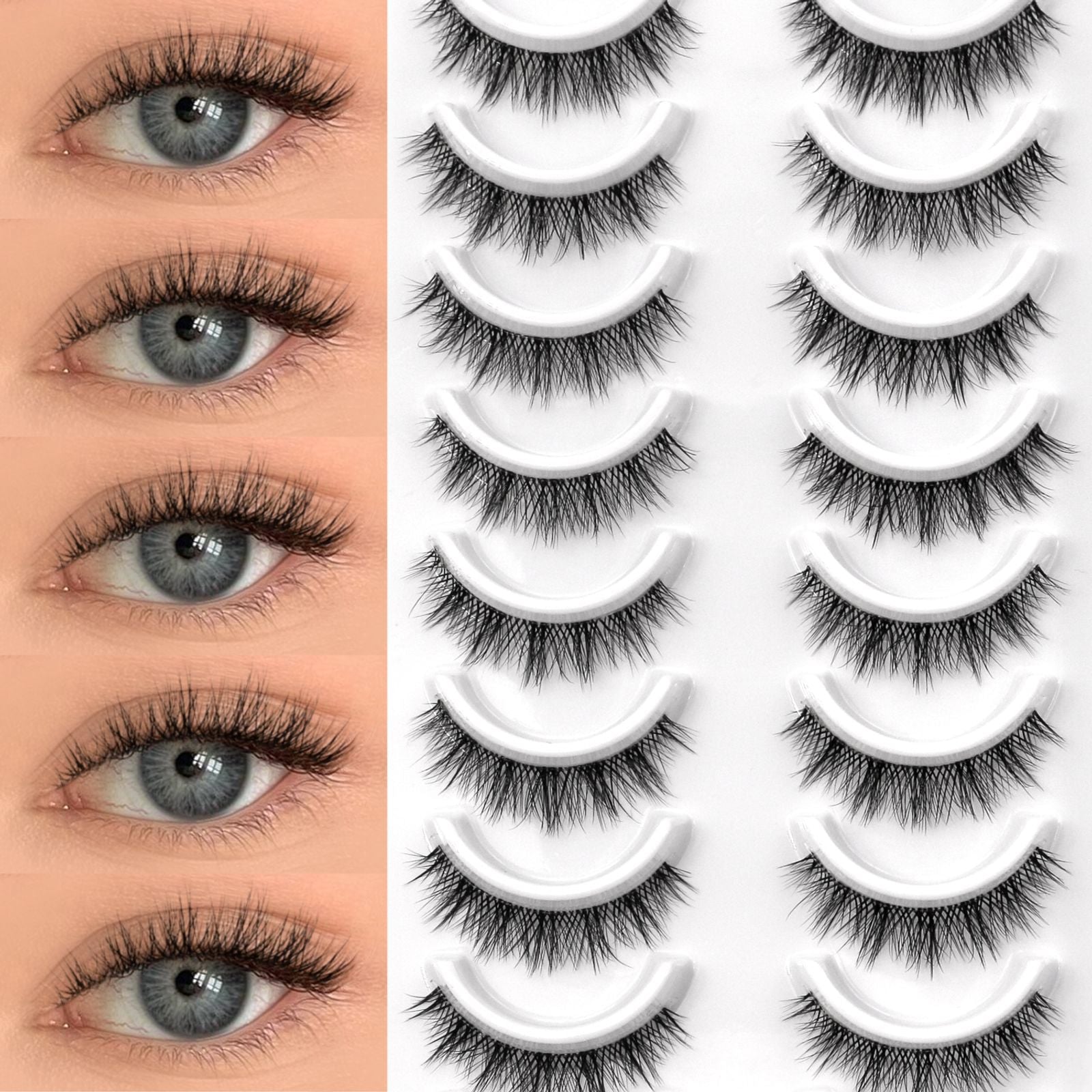 Veltrinay Natural Wispy 3D Faux Mink Cat Lashes