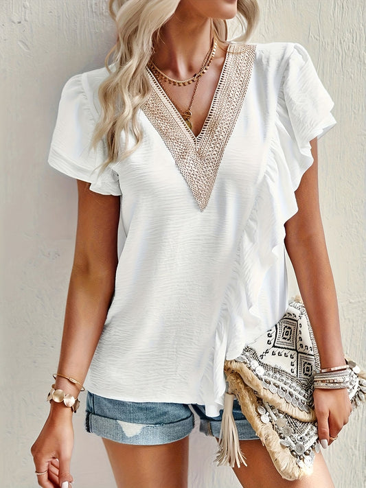 White Plus Size Women's Summer Chic Casual Shirt