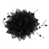 Handmade Floral Feather Brooch with Pearl Tassel