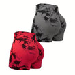 2pcs Women's High-Waist Tie-Dye Yoga Shorts