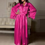 Womens Sexy Long Lace Nightdress Bath Robe Gown